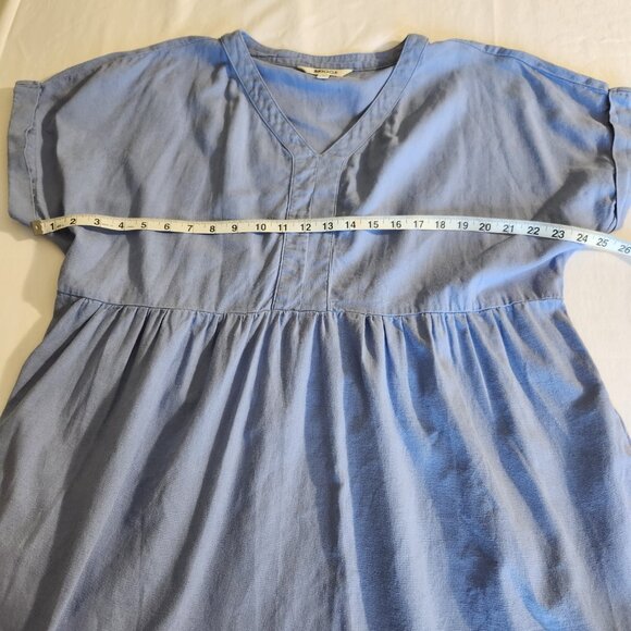 Briggs Ladies Size X-Large Blue Linen Blend V-Neck Pockets Pleated Dress Casual - Picture 13 of 16